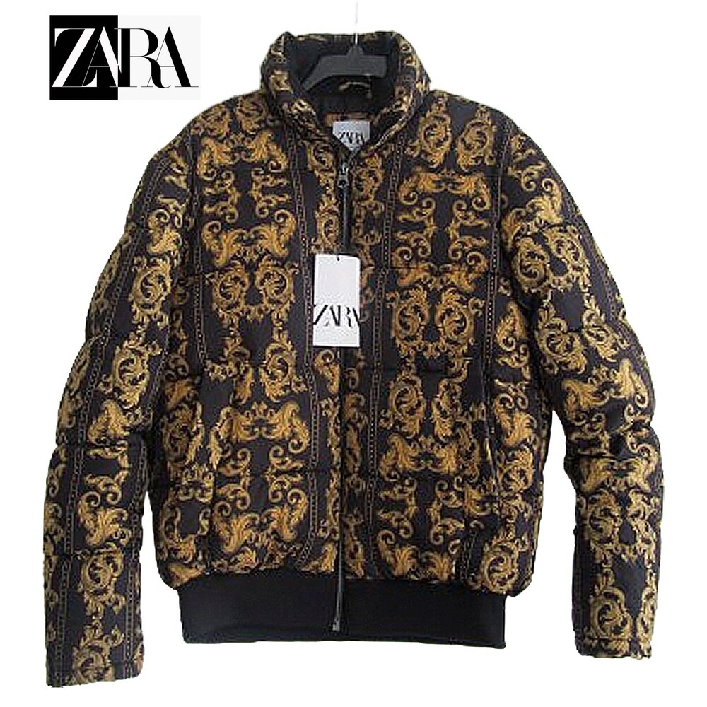 ZARA NEW Skater Scroll Motif Quilted Bomber Jacket S